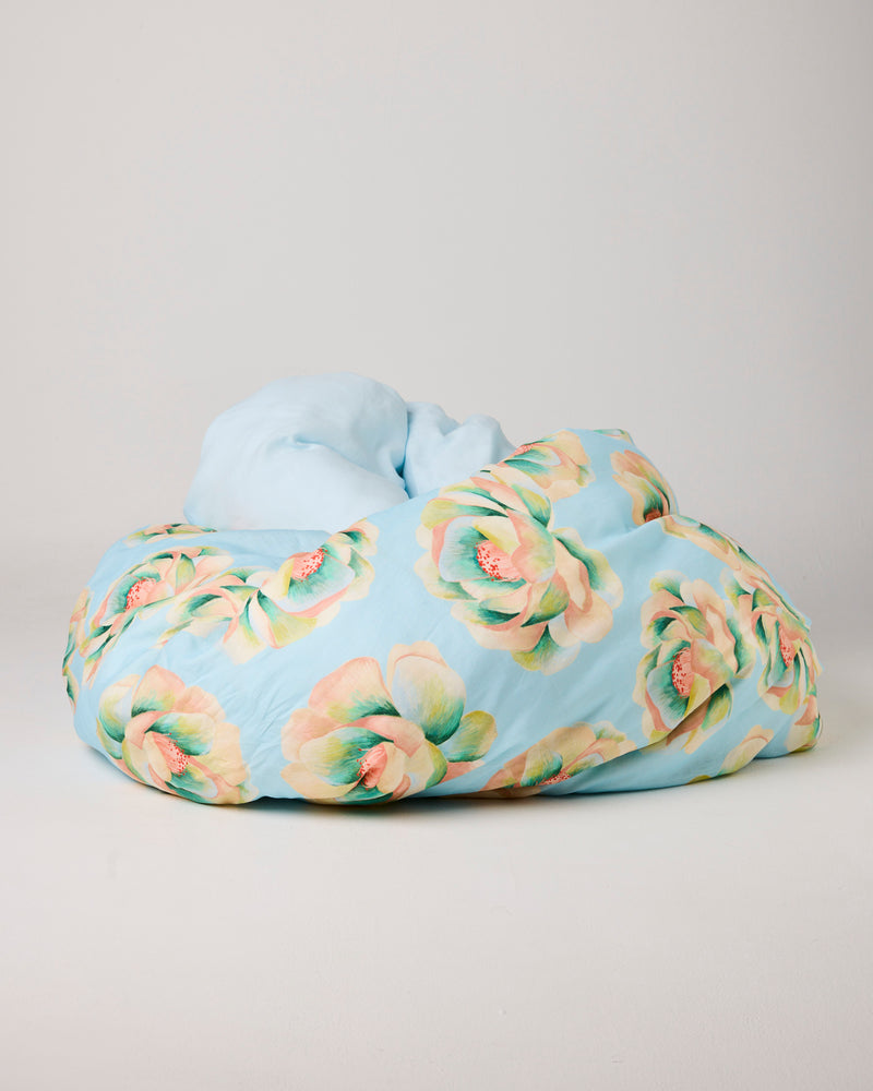 Big Beauty Floral Blue Linen Quilt Cover