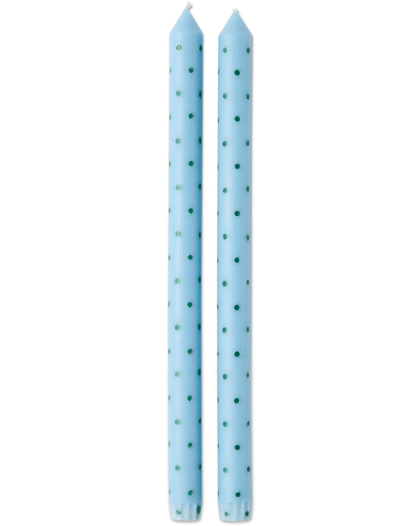 Baltic Blue Polkadot Dinner Candle 2P Set