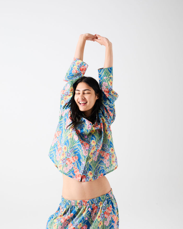 Kip&Co x Anna Spiro Gladiolus Adult Organic Cotton Long Sleeve Shirt & Pant Pyjama Set