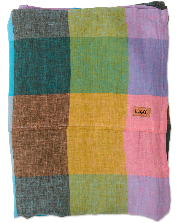 Sorbet Tartan Linen Flat Sheet