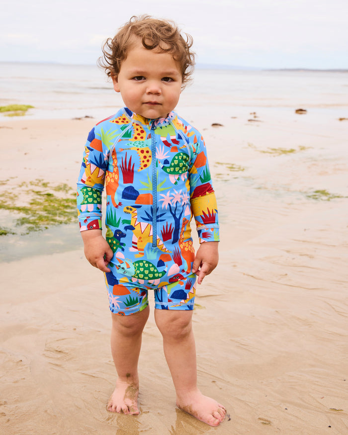 Dinosaur Roar Baby Long Sleeve Zip Bathers