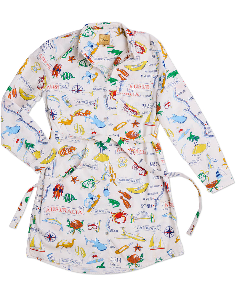 Aussie Road Trip Adult Sicilian Shirt Dress