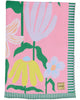 Popping Flowers Green Cotton Knitted Blanket