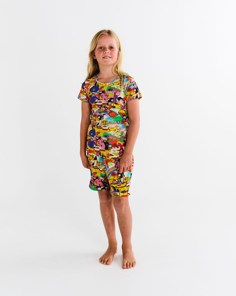 Kip&Co x The Beatles Big Band Kids Organic Cotton Short Sleeve Tee & Short Pyjama Set