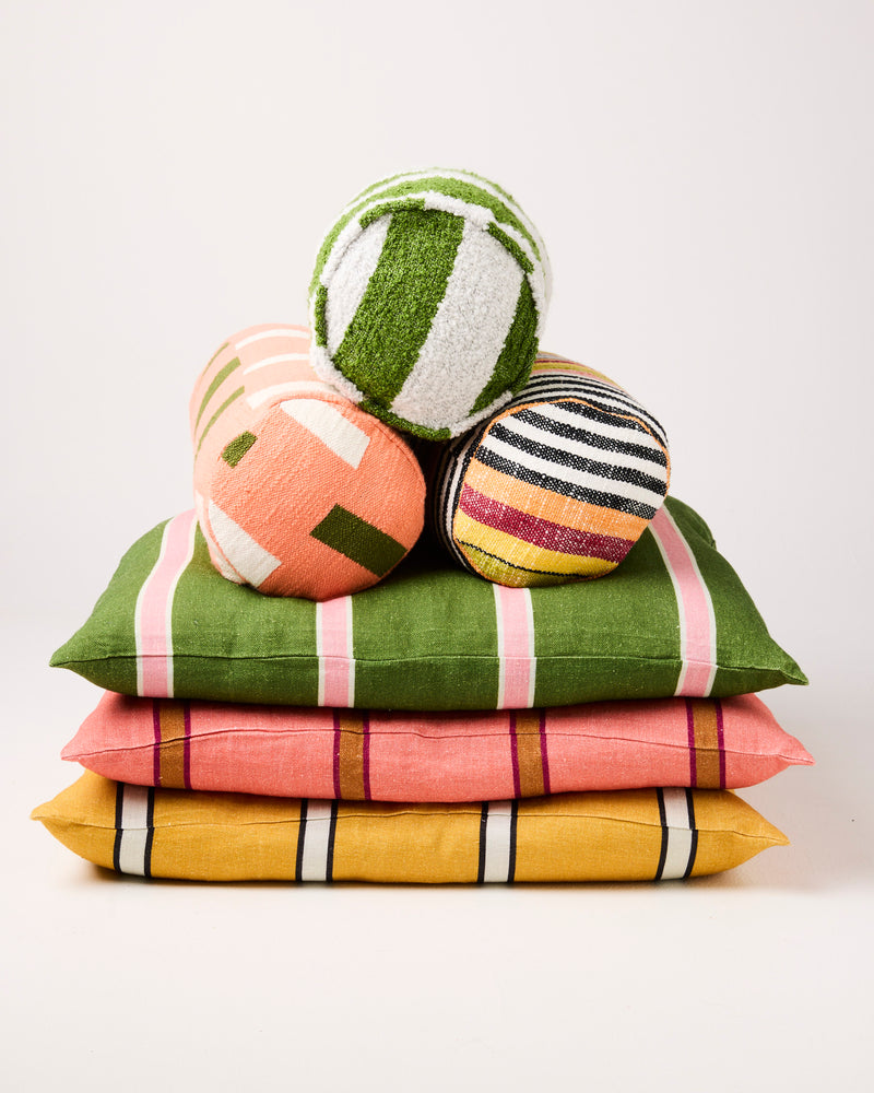 Moss Stripe Boucle Bolster Cushion
