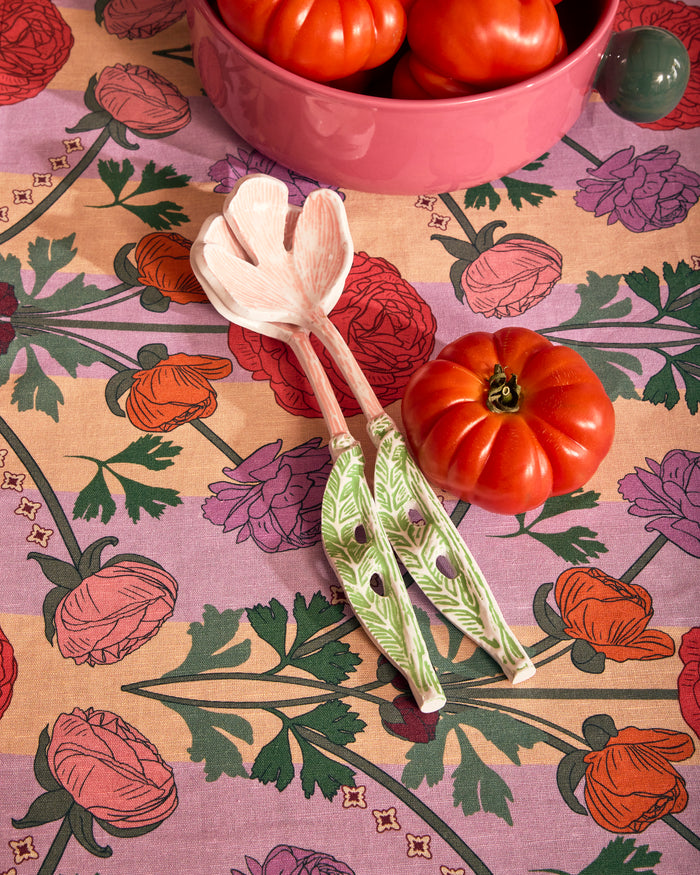 Floral Salad Servers