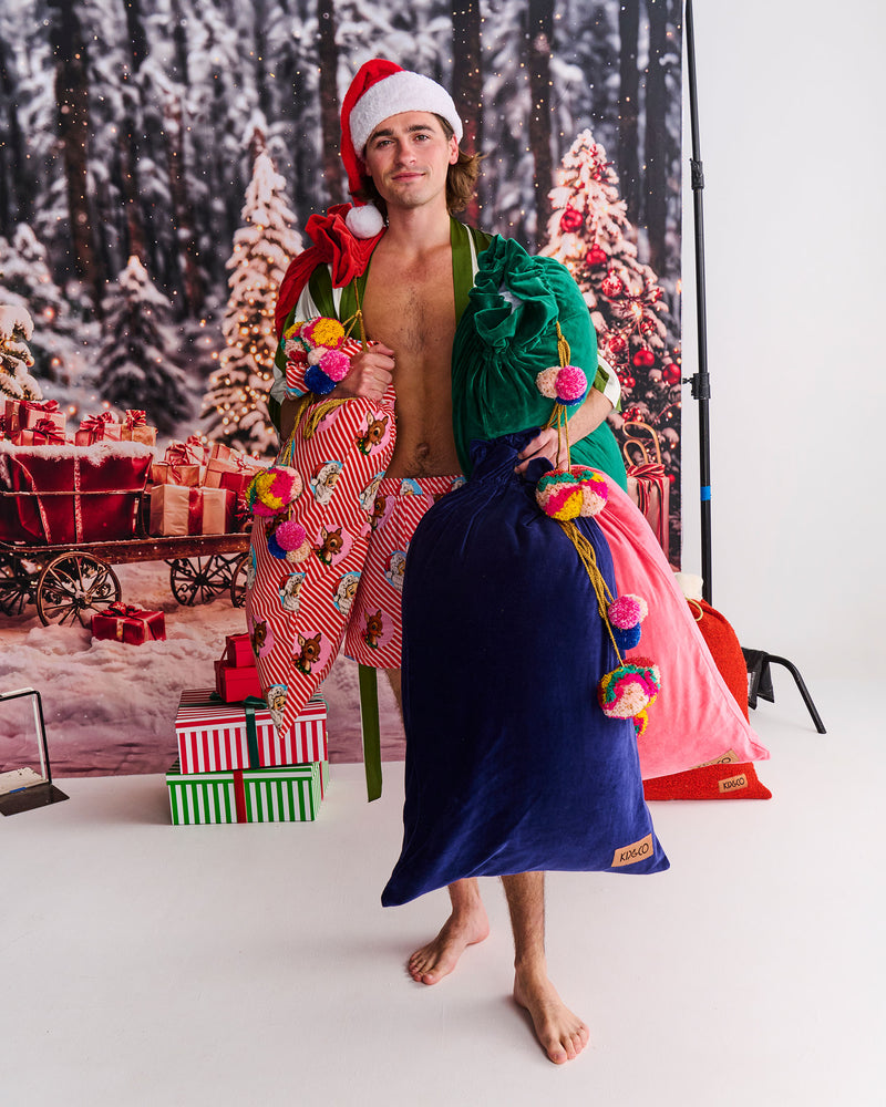 Navy Blue Velvet Santa Sack