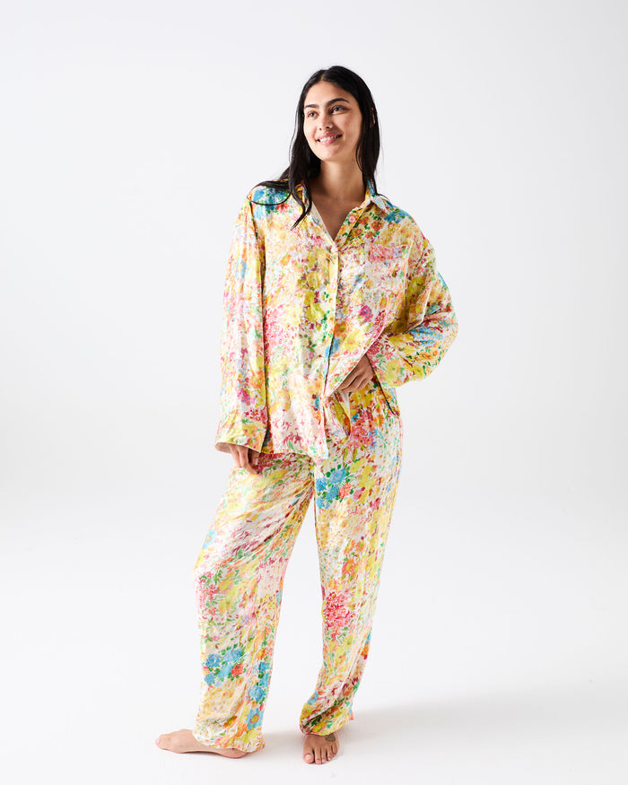 Forever Floral Butter Adult Velvet Long Sleeve Shirt & Pant Pyjama Set