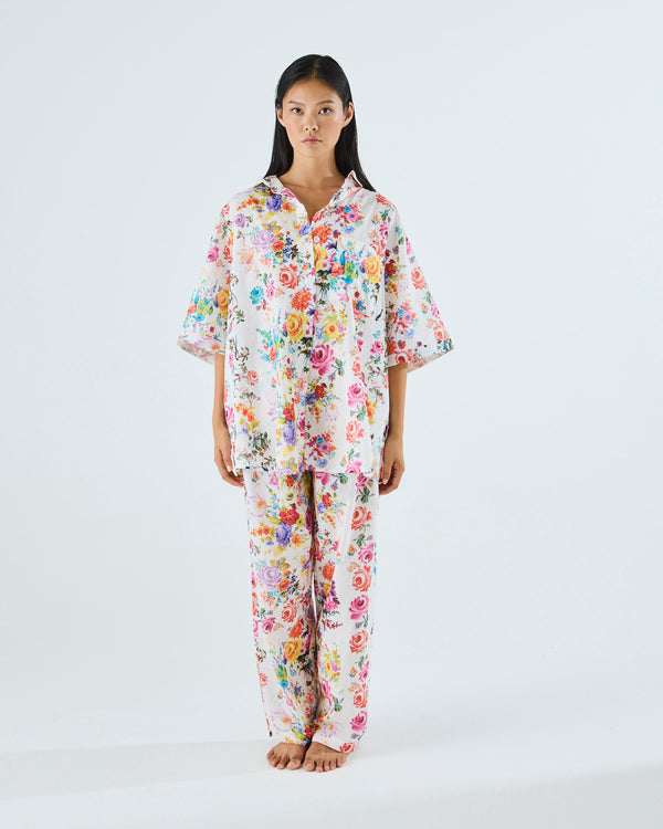 Kip&Co x Romance Was Born Dream Bloom Adult Organic Cotton Oversized Short Sleeve Shirt & Pant Pyjama Set