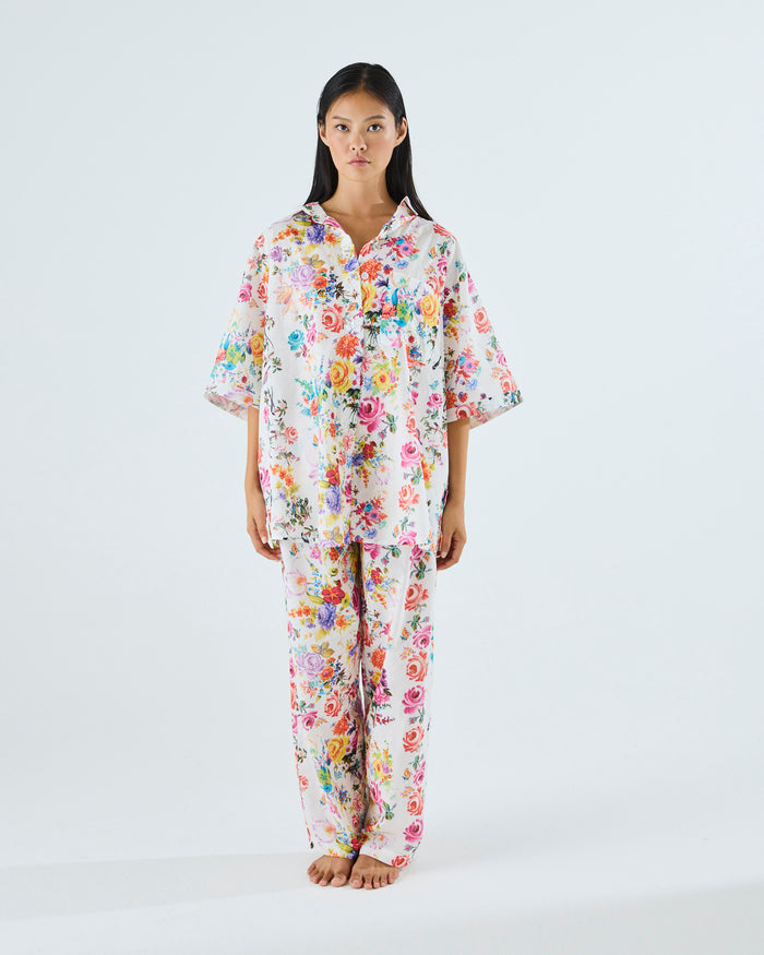 Kip&Co x Romance Was Born Dream Bloom Adult Organic Cotton Oversized Short Sleeve Shirt & Pant Pyjama Set