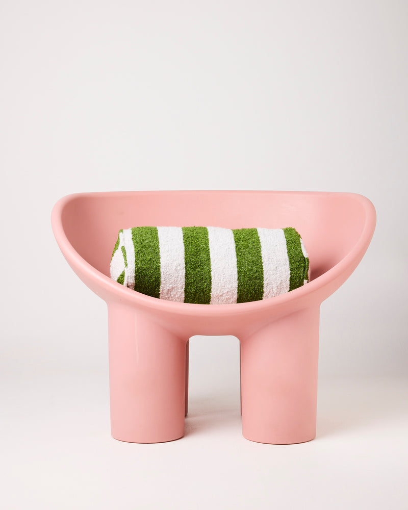 Moss Stripe Boucle Bolster Cushion