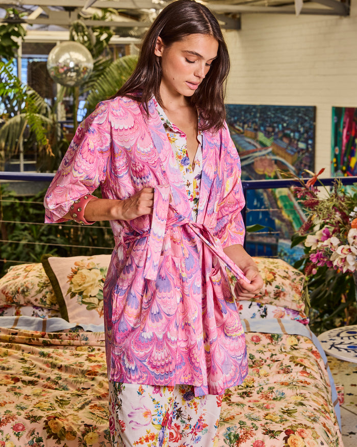 Kip&Co x Romance Was Born Cosmic Marble Organic Cotton Mini Robe