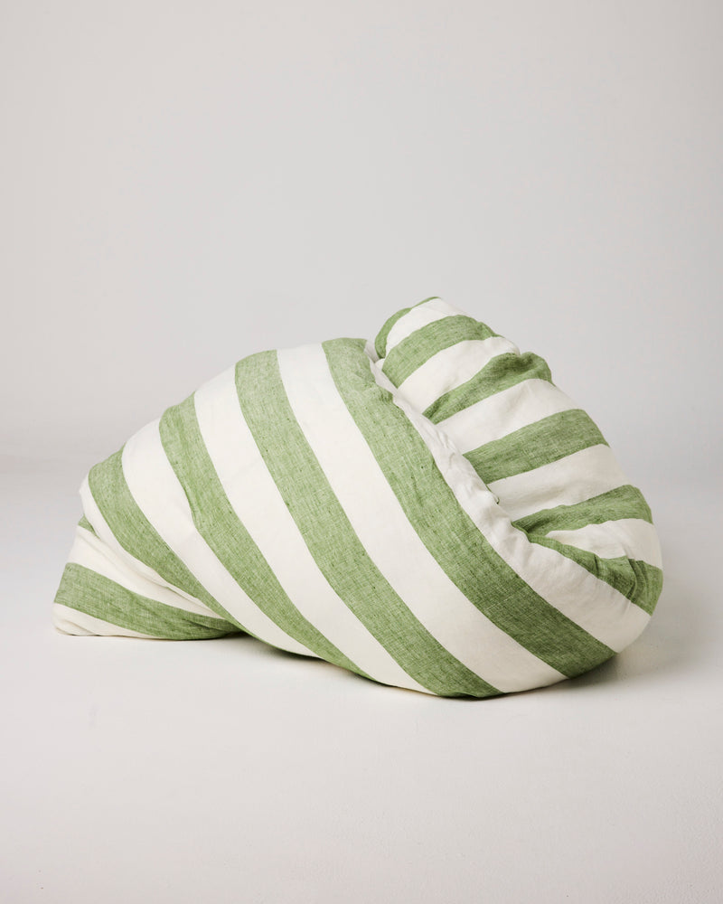 Moss Stripe Linen Quilt Cover
