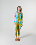 Sorbet Tartan Adult Organic Cotton Long Sleeve Pyjama Top & Slouch Pant Set