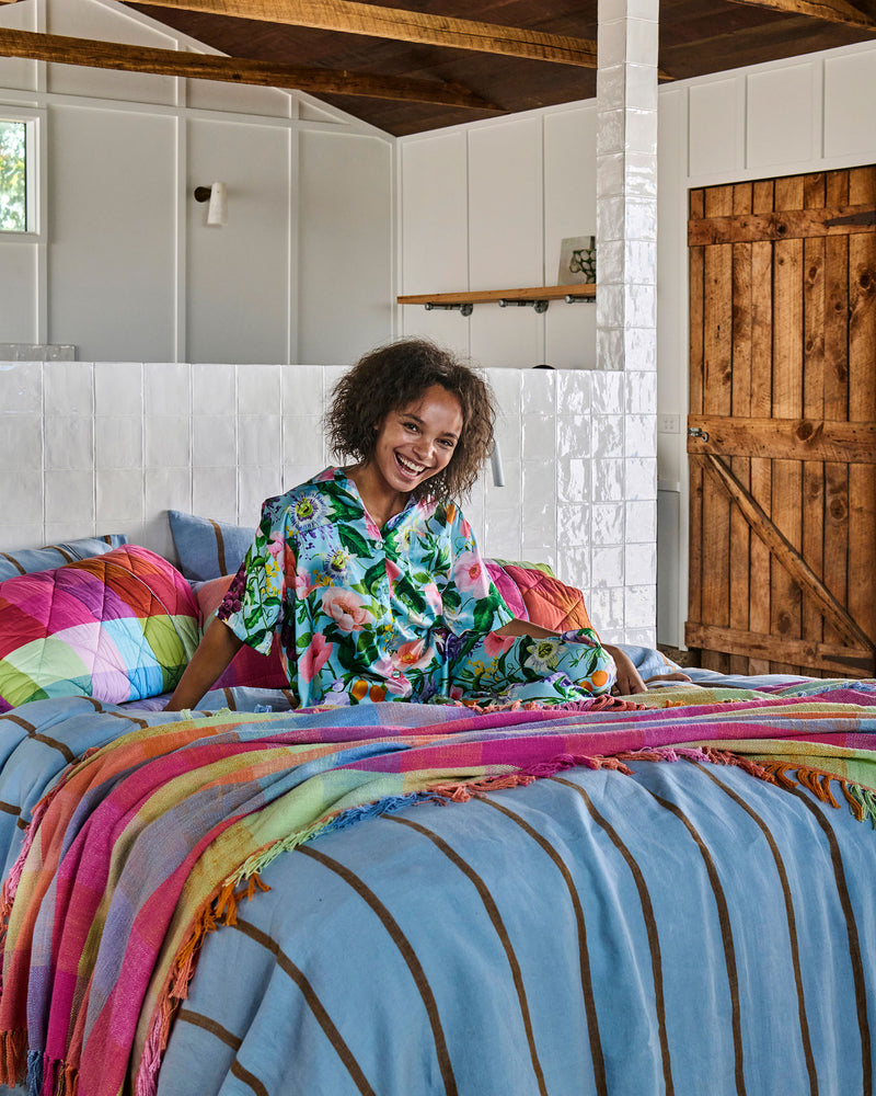 Spring In The Air Adult Eco Satin Short Sleeve Shirt & Pant Pyjama Set