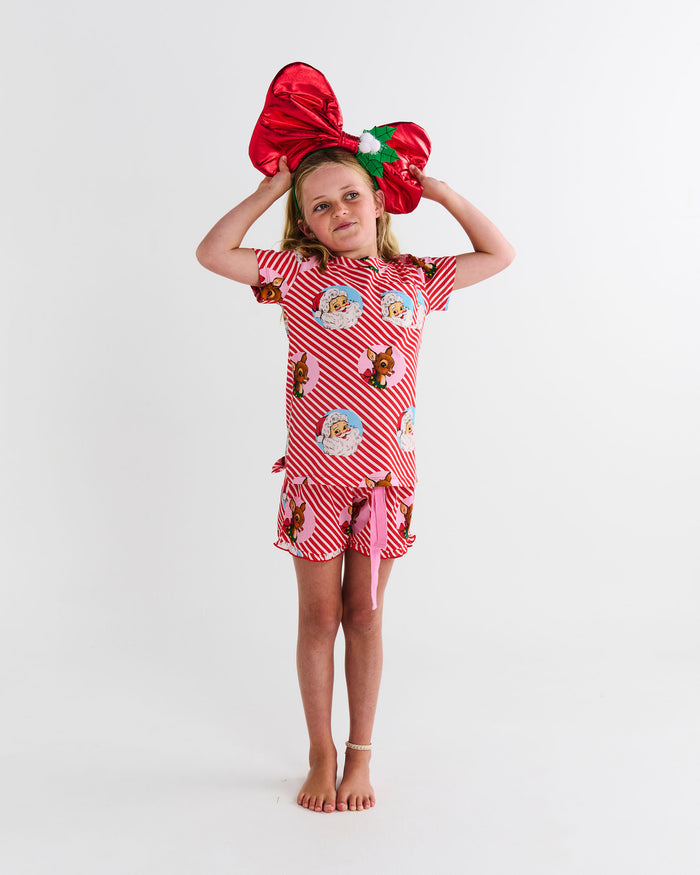 I Love Christmas Spot Kids Organic Cotton Short Sleeve Tee & Frill Short Pyjama Set