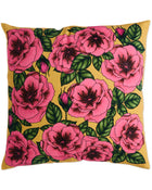 Golden Peony Embroidered Cushion
