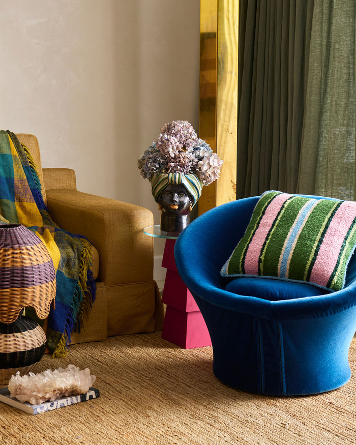 Cactus Stripe Square Boucle Cushion