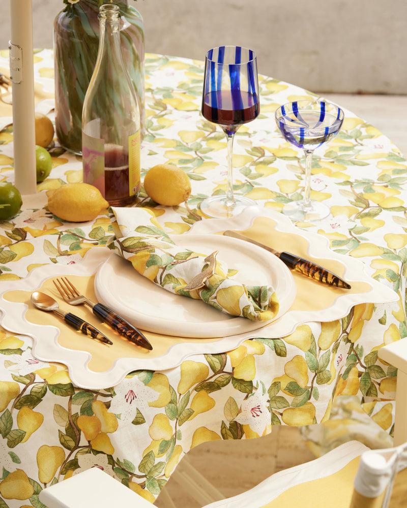 Summer Lily White Round Linen Tablecloth