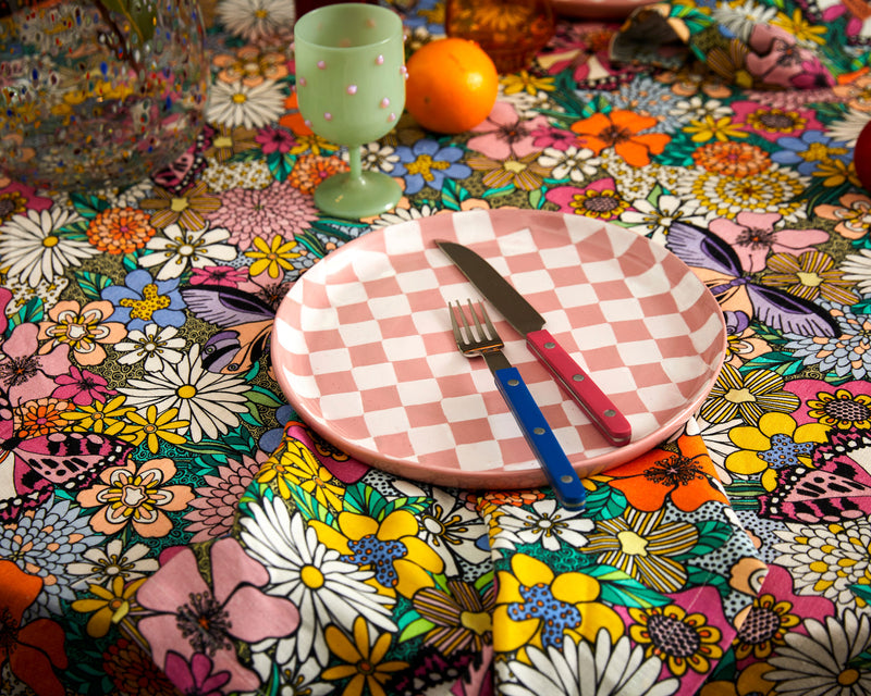Bliss Floral Rectangular Linen Tablecloth