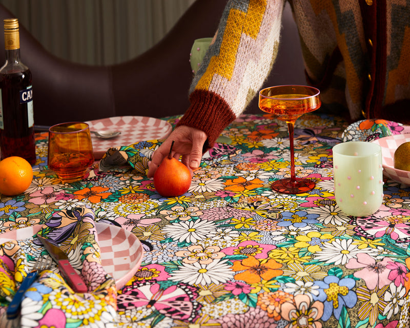 Bliss Floral Rectangular Linen Tablecloth