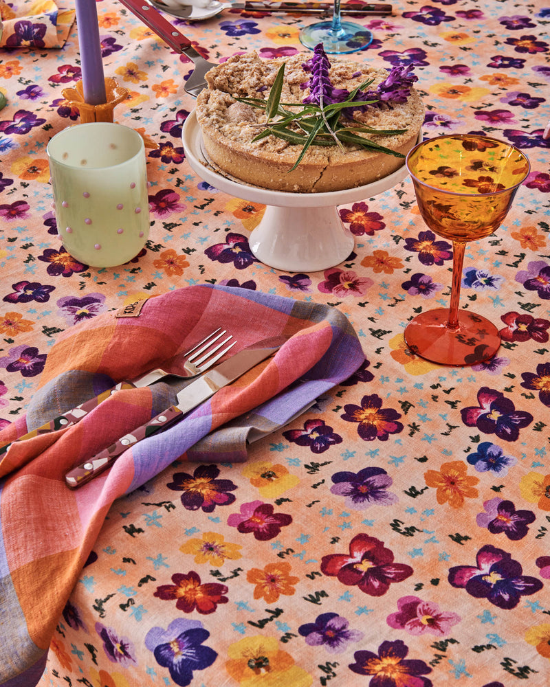 Pansy Round Linen Tablecloth