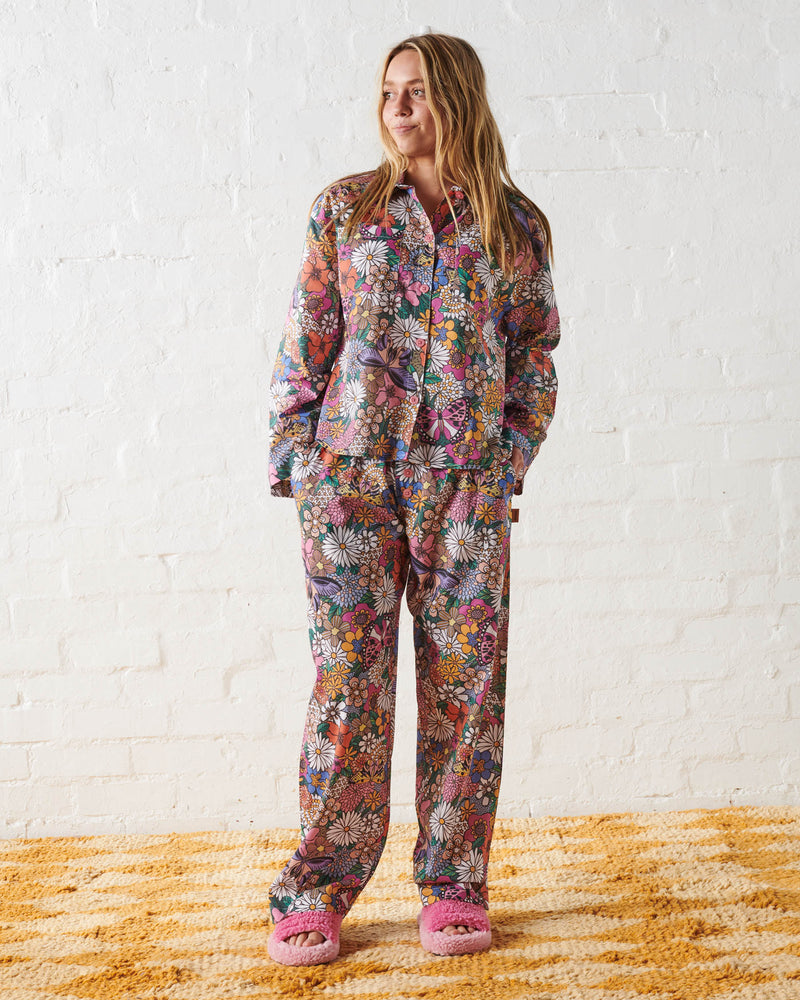 Bliss Floral Teen Organic Cotton Long Sleeve Shirt & Pant Pyjama Set