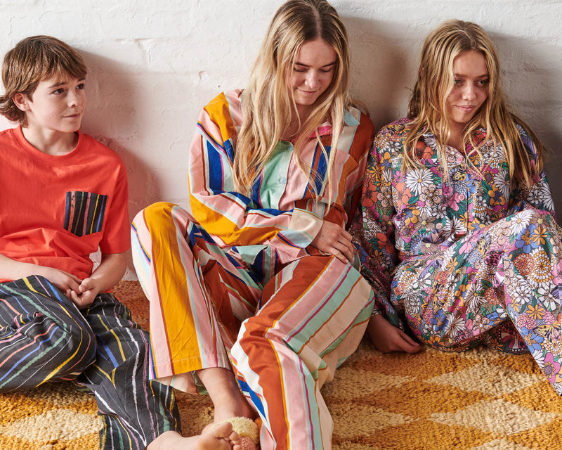 Jaipur Stripe Teen Organic Cotton Long Sleeve Shirt & Pant Pyjama Set