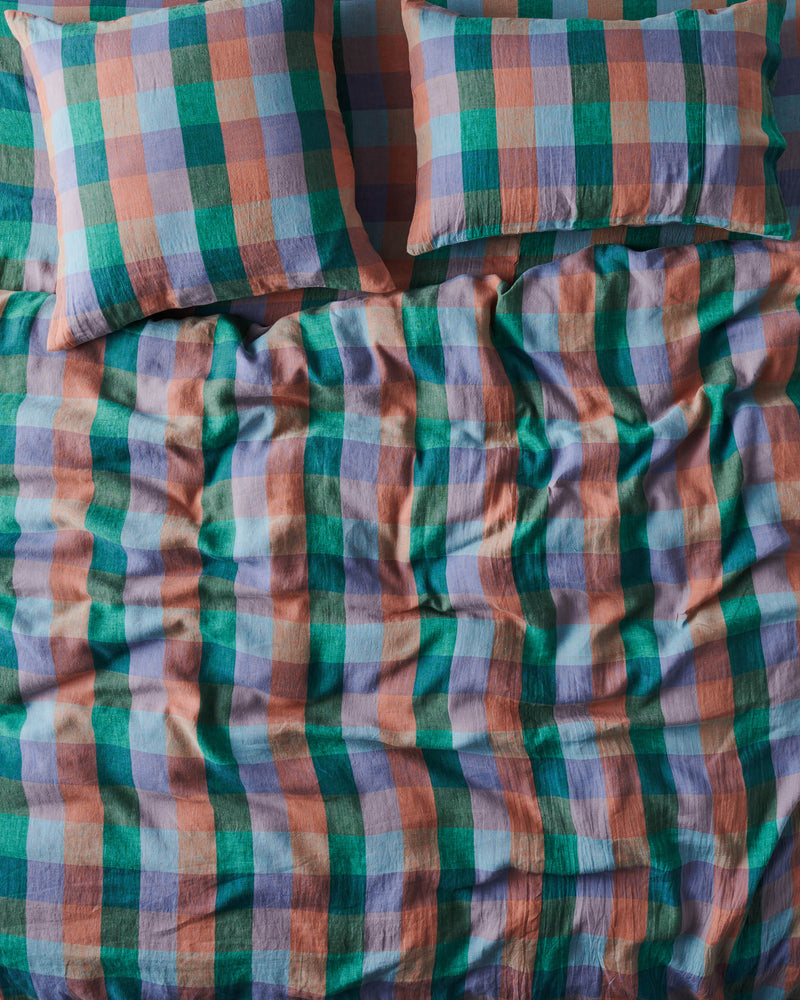 Skyline Tartan Linen Quilt Cover