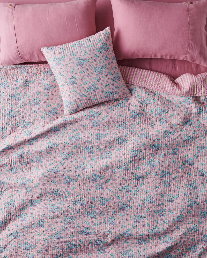 Little Blue Flower Kantha Bedspread