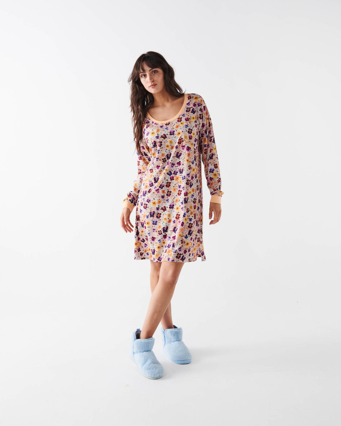 Pansy Organic Cotton Long Sleeve Nightie