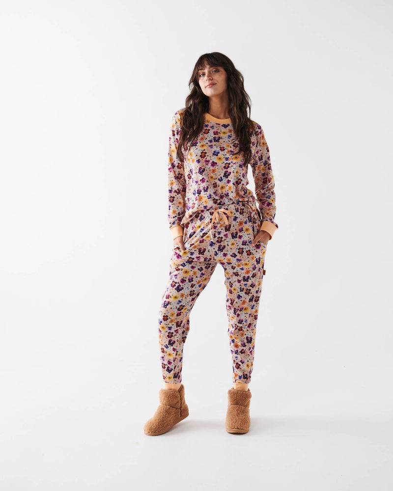 Pansy Organic Cotton Long Sleeve Pyjama Top & Slouch Pant Pyjama Set