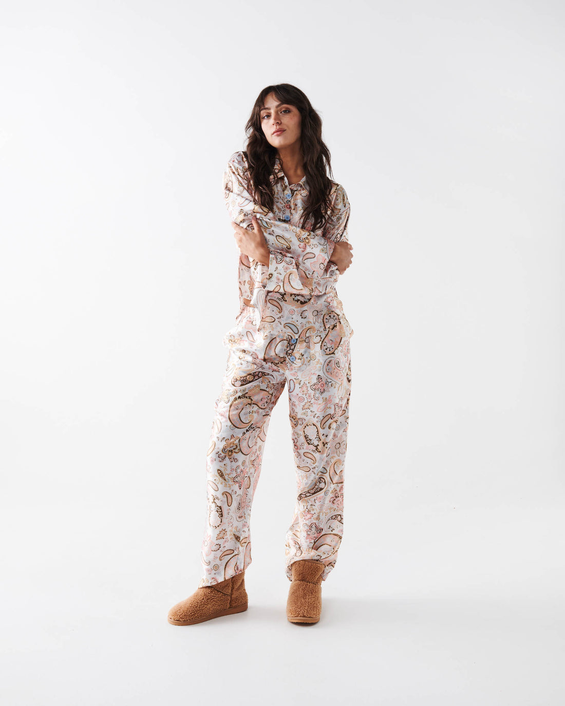 Paisley Paradise Satin Long Sleeve Shirt & Pant Pyjama Set