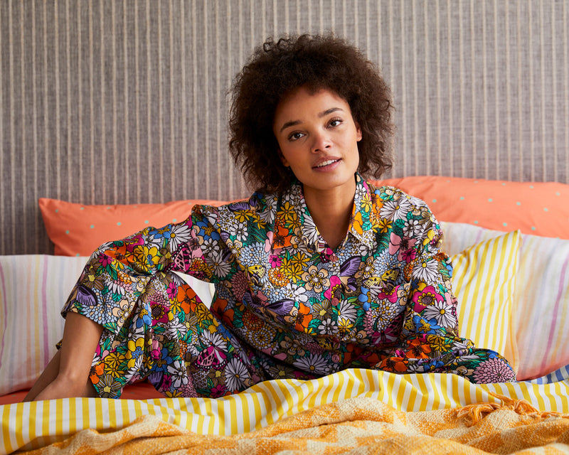 Bliss Floral Organic Cotton Long Sleeve Shirt & Pant Pyjama Set