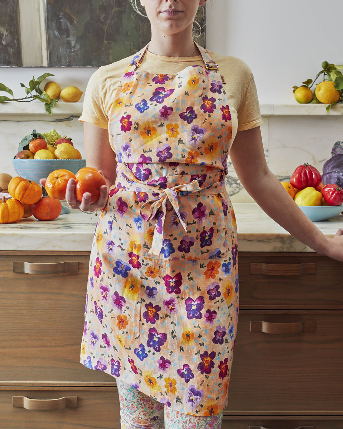 Pansy Linen Apron