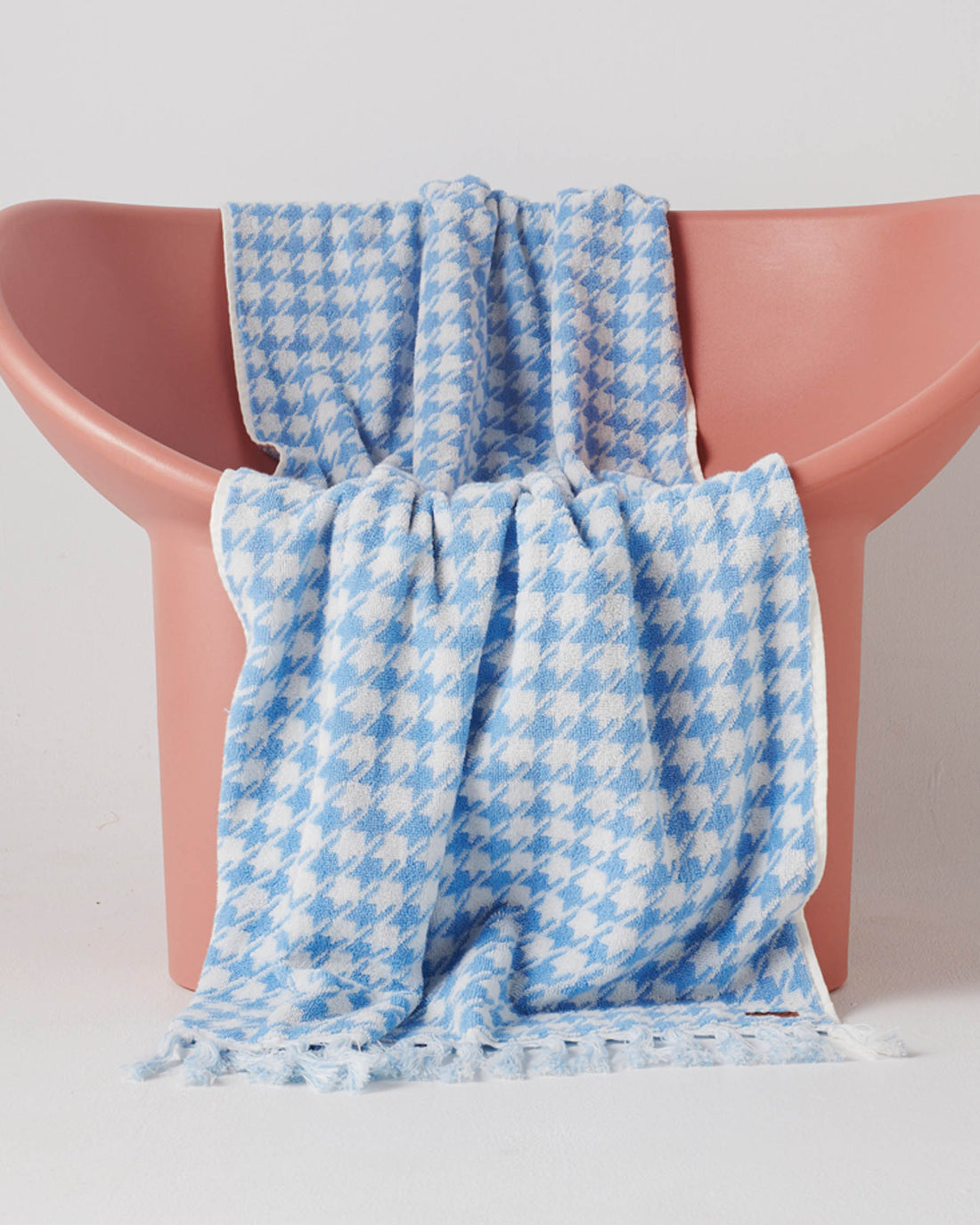 Houndstooth Blue Terry Bath Towel