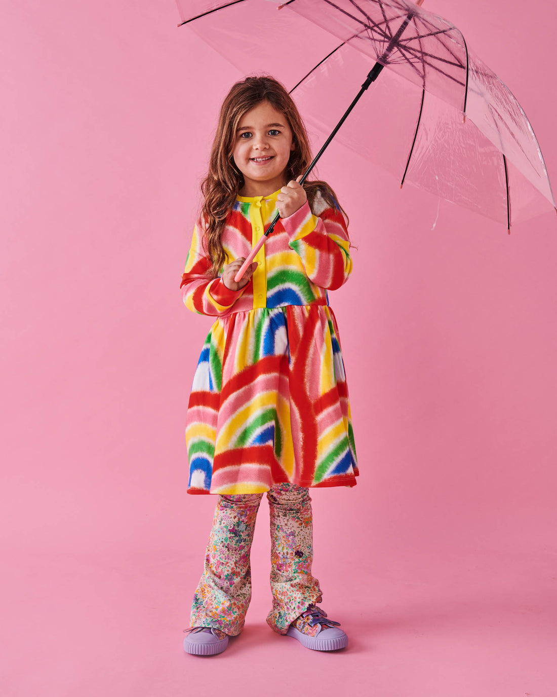 Rainbow Spray Organic Cotton Winter Dress