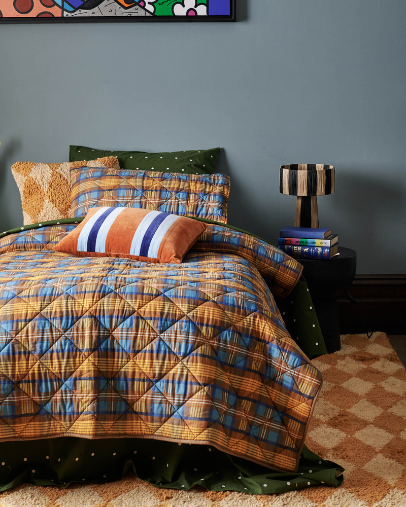 Cosy Tartan Organic Cotton Quilted Kids Bedspread