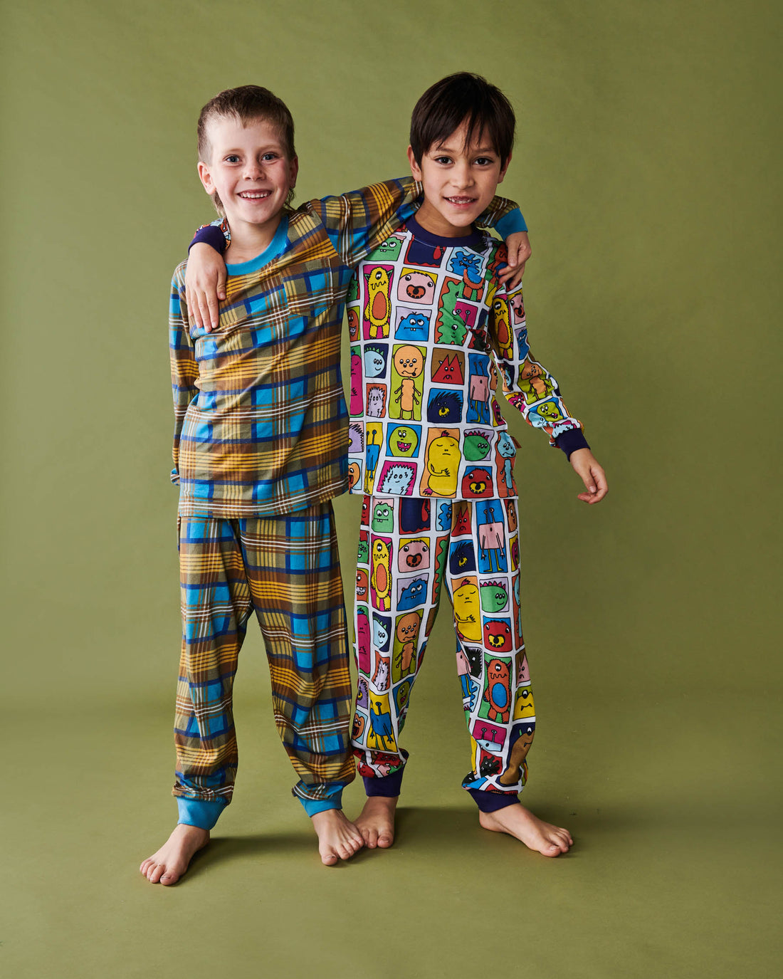 Cosy Tartan Organic Cotton Long Sleeve Top & Pant Pyjama Set