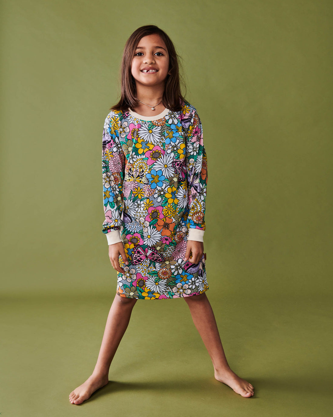 Bliss Floral Organic Cotton Long Sleeve Nightie