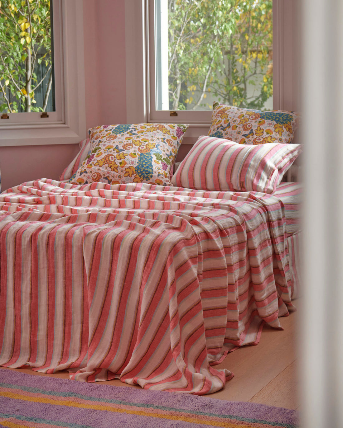 Rose Water Stripe Linen Pillowcases