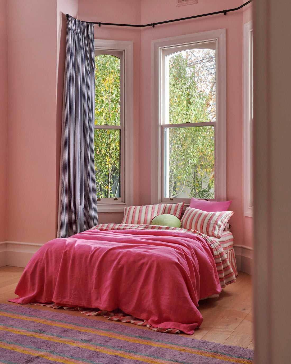 Aurora Pink Linen Quilt Cover