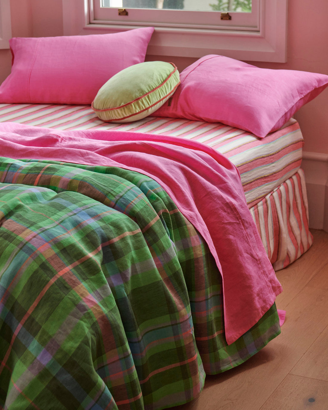 Aurora Pink Linen Flat Sheet