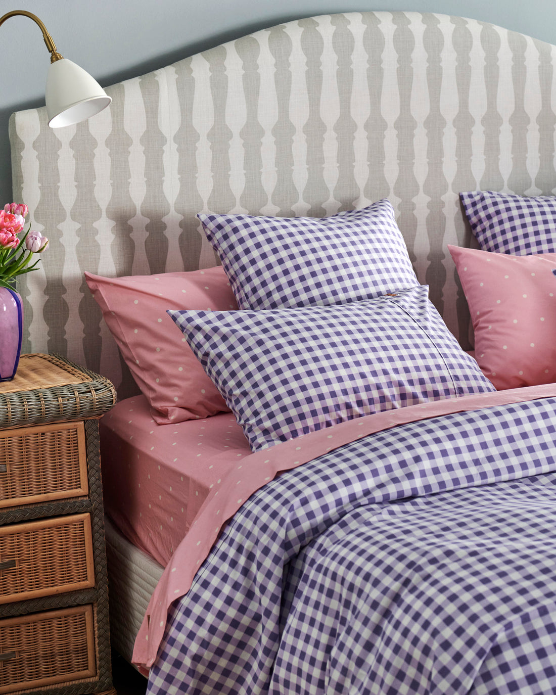 Lilac Gingham Organic Cotton European Pillowcases