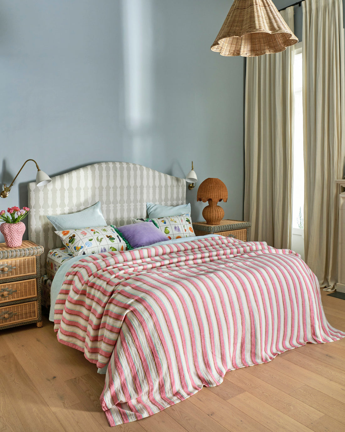 Rose Water Stripe Linen Quilt Cover