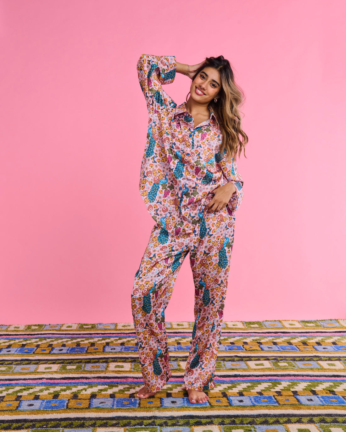 Lyon Eco Satin Long Sleeve Shirt & Pant Pyjama Set