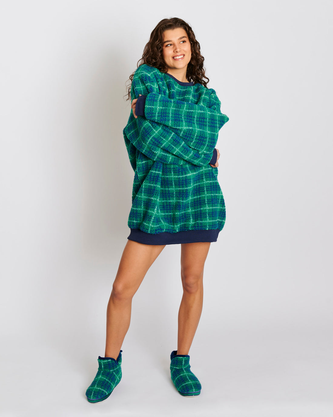 Wilderness Tartan Sherpa Adult Oversized Bedtime Sweater