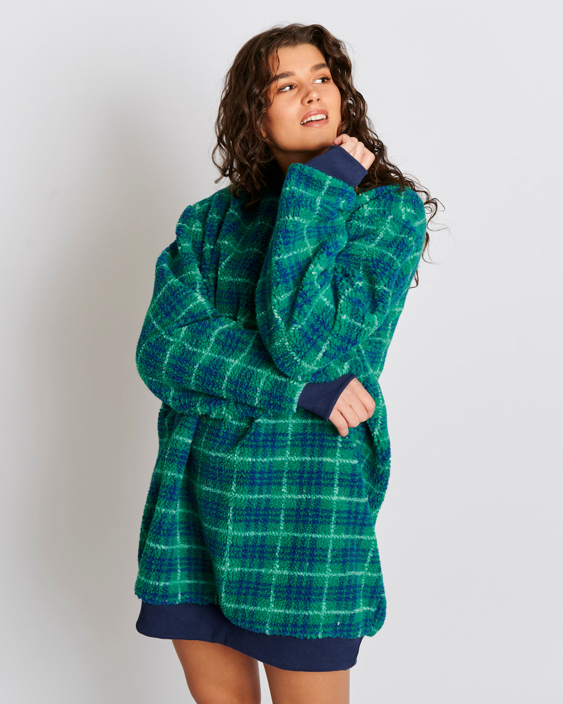 Wilderness Tartan Sherpa Adult Oversized Bedtime Sweater