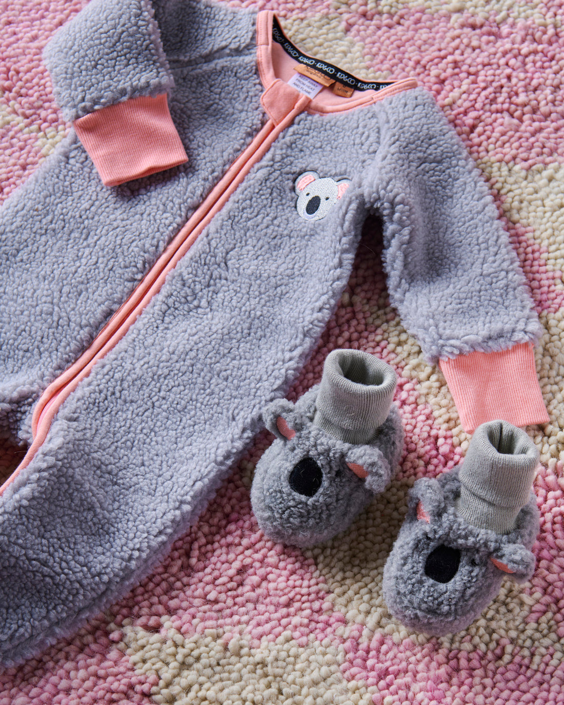 Koala Sherpa Long Sleeve Zip Romper