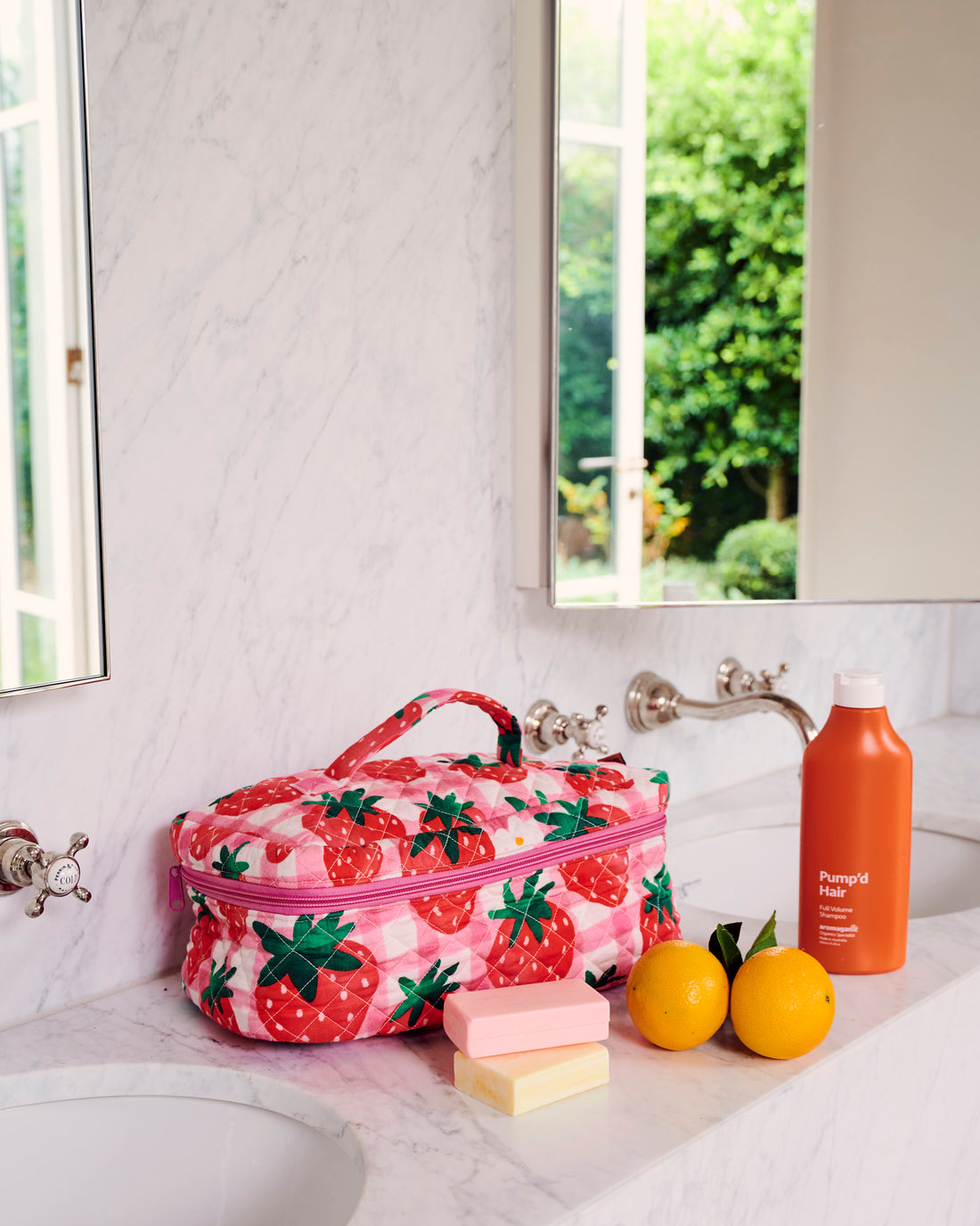 Strawberry Jam Quilted Cotton Toiletry Case